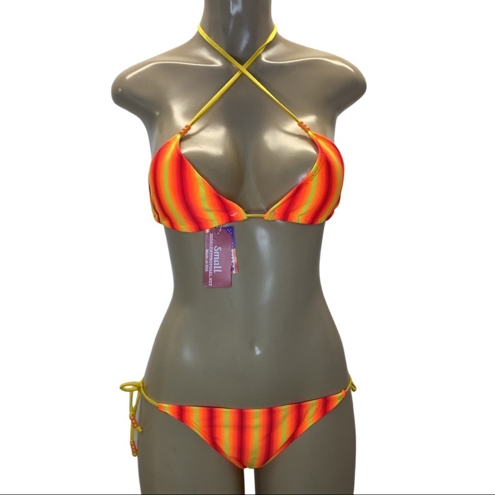 Indecent Proposal Made in USA Bright Orange Bikini Set NWT